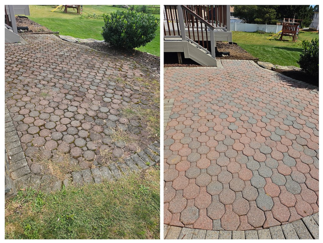Incredible paver patio cleaning transformation in Easton PA